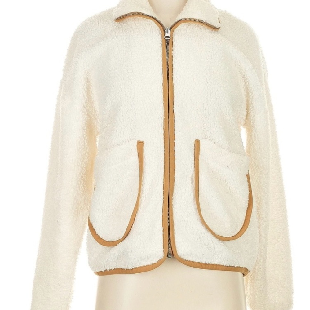 Cream and Tan Teddy Jacket Cozy Outerwear